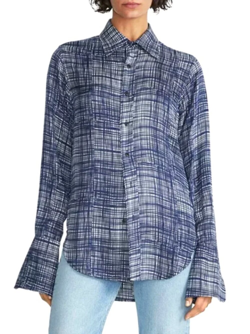 Rag & Bone Shirt Women XS Blue Delphine Button Down Relaxed‎ Fit Long Sleeve